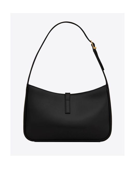 Saint Laurent Black Le 5 À 7 Logo Plaque Hobo Bag