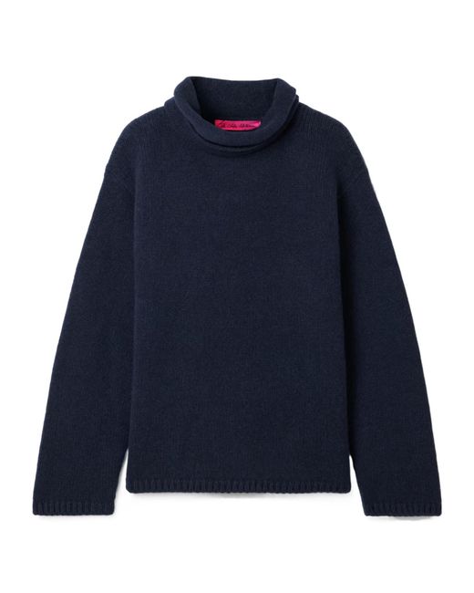 The Elder Statesman Blue Cashmere Turtleneck Sweater