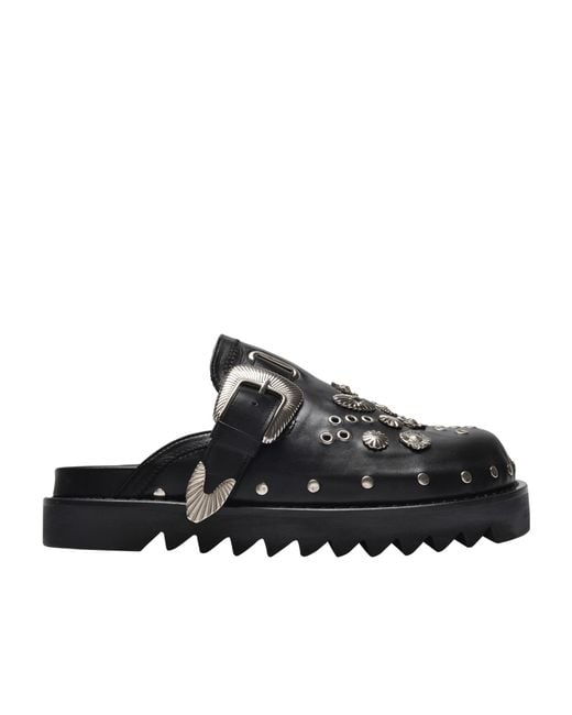 Toga Virilis Black Embellished Clogs for men