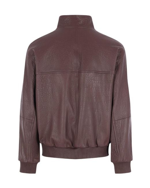 Lardini Brown Long-Sleeve Leather Jacket for men