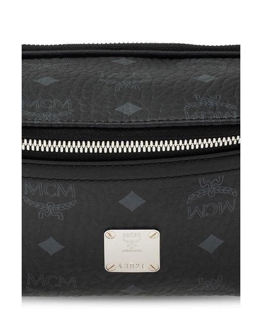 MCM Black Logo-Print Belt Bag for men