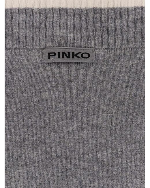 Pinko Gray Nuova Guinea Logo Patch Knitted Midi Skirt
