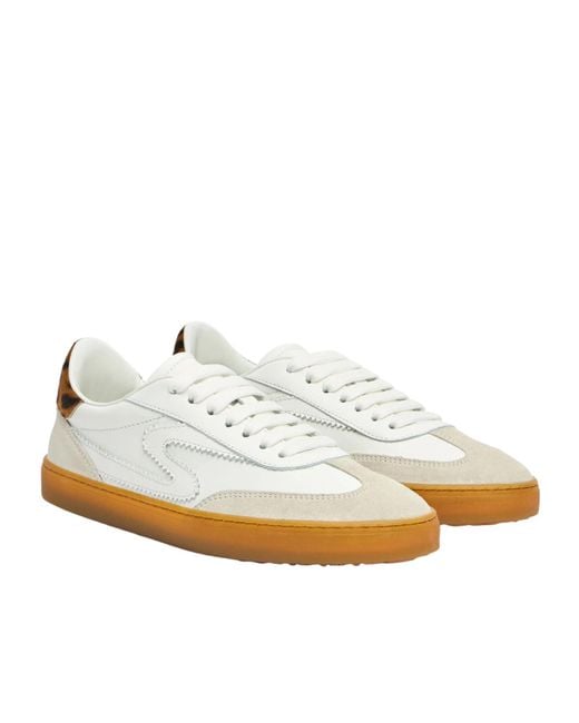 Stuart Weitzman White Round-Toe Low-Top Casual Shoes