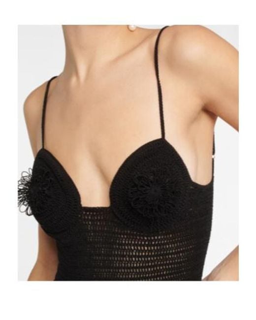 Magda Butrym Black Crochet Bustier Jumpsuit