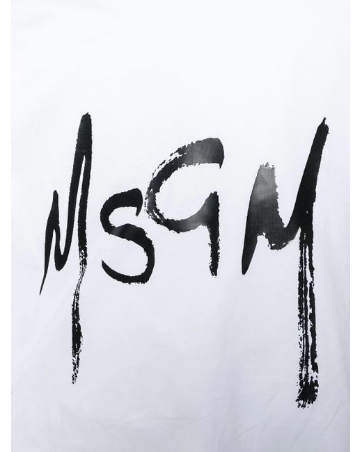 MSGM White Logo Printed T-Shirt