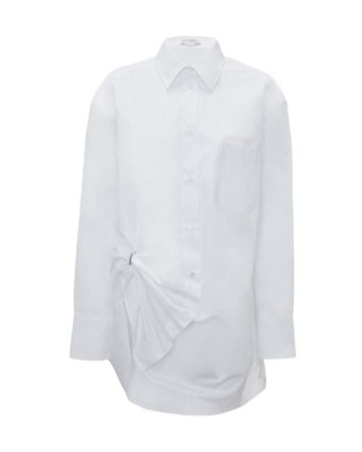 J.W. Anderson White Eyelet-Detailing Oversized Cotton Shirt