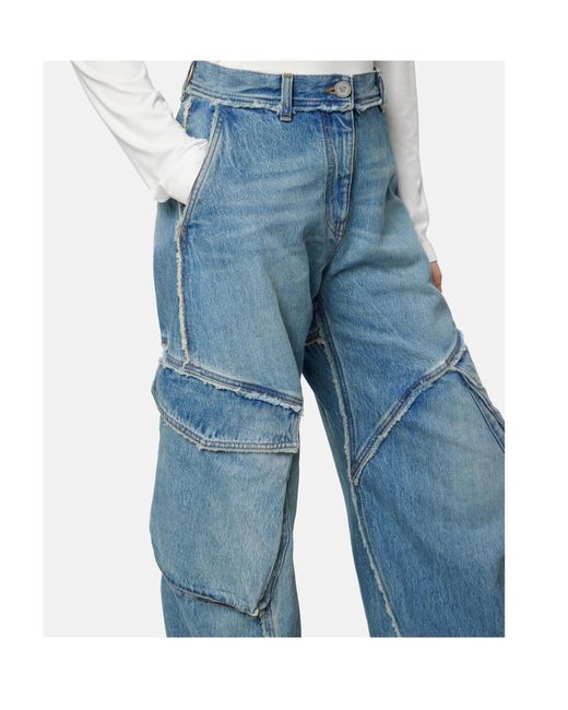Versace Blue Logo-Rise Cargo Jeans