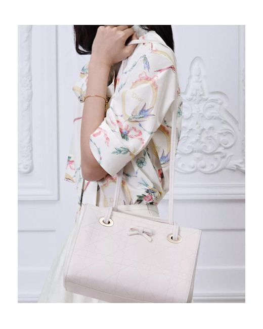Dior White Qixi Small Promenade Shopping Bag