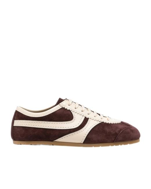 Dries Van Noten Brown Round-Toe Lace-Up Sneakers