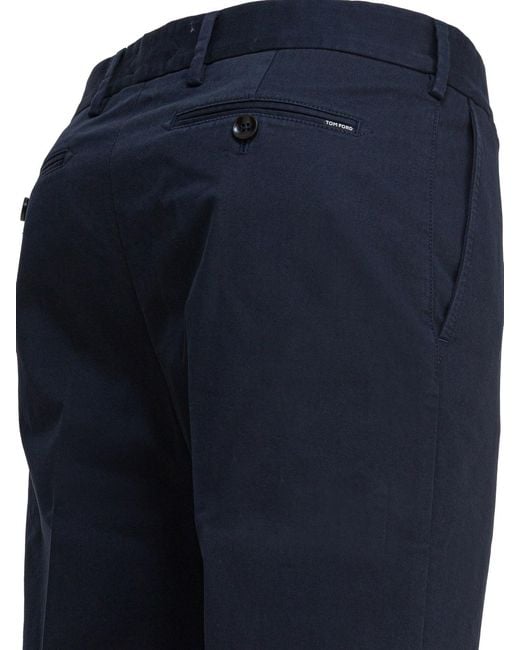 Tom Ford Blue Straight Leg Twill Chino Trousers for men