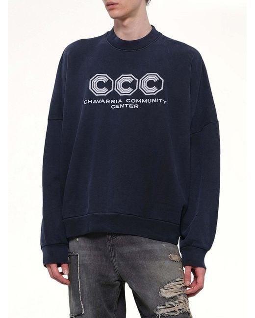 Willy Chavarria Blue Hooligan Sweatshirt for men