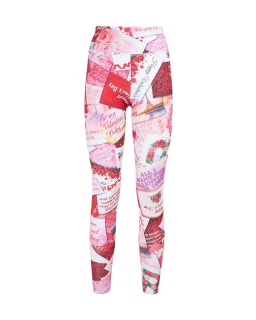 Balenciaga Red Patchwork Printed Leggings