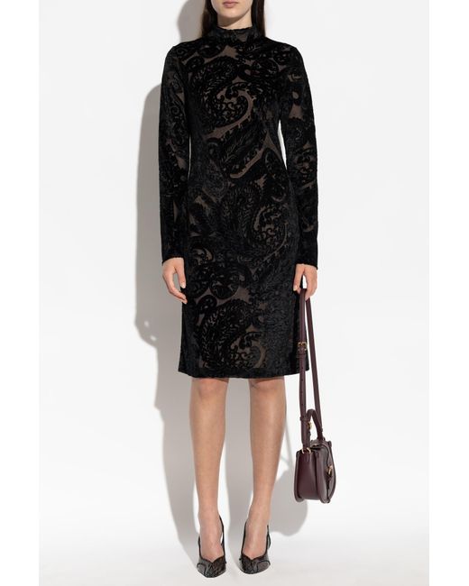 Etro Black Mock Neck Long-Sleeved Dress