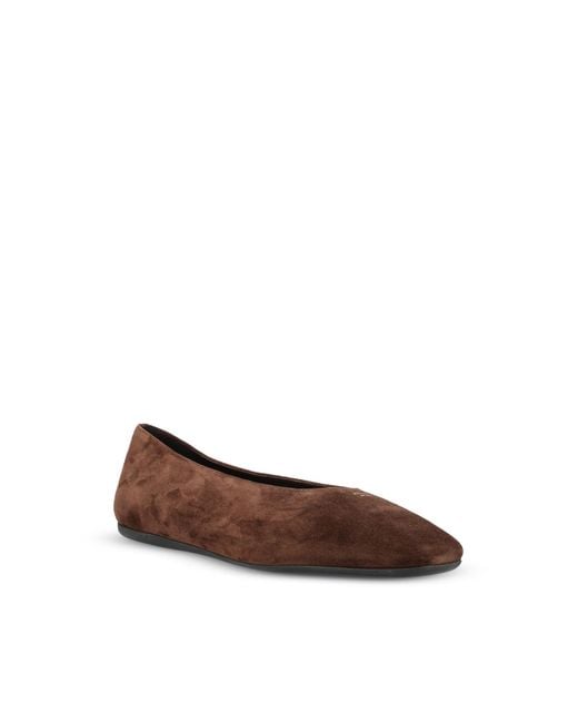 Prada Brown Logo-Detailed Ballet Flats