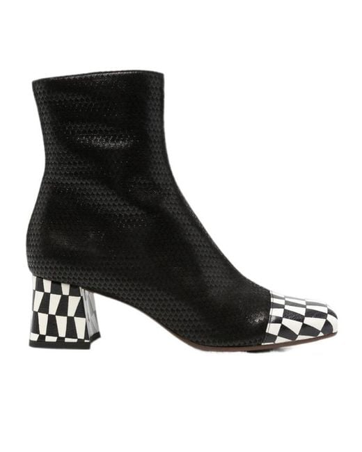 Chie Mihara Black Square-Toe Ankle Boots