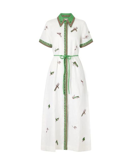 ALÉMAIS White Wanda Embroidered Shirt Dress