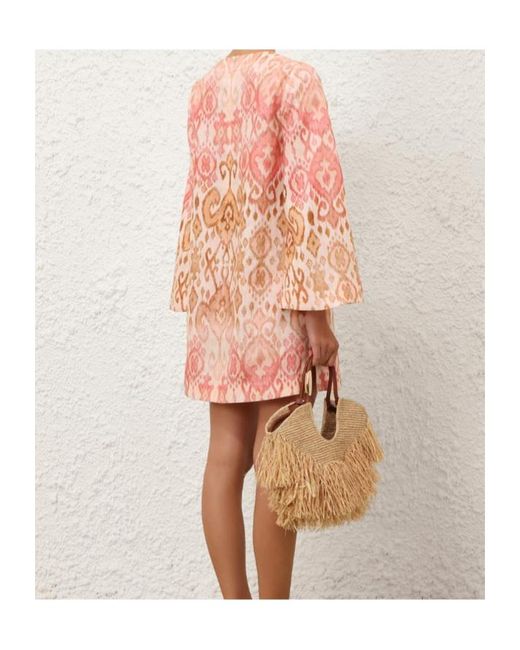 Zimmermann Pink Aster Printed Short Dress