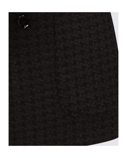 Lardini Black Houndstooth Double-Breasted Tailored Jacket for men