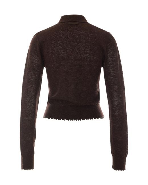 Pinko Brown Button-Down Polo Cardigan