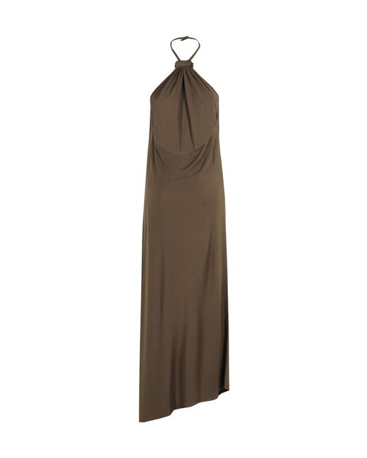 The Attico Brown Halter Neck Dress