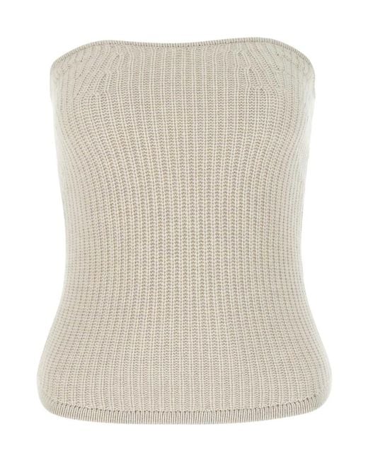 Isabel Marant Natural Blaze Strapless Bustier Knitted Top