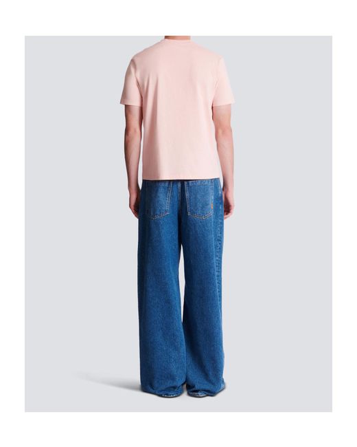 Balmain Pink Printed Cotton T-Shirt for men