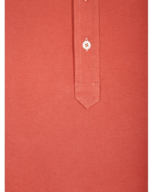 Brunello Cucinelli Red Tipped Polo Shirt for men