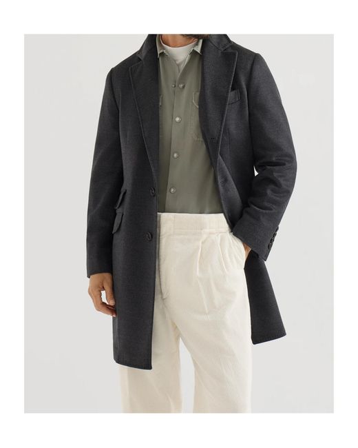 Brunello Cucinelli Black Single Breasted Long Sleeved Coat for men