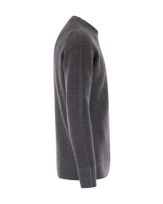 Stone Island Gray Crew-Neck Jumper With Ribbed Edges for men