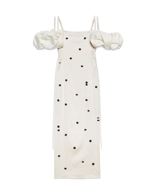 Jacquemus White Chouchou Polka-Dot Midi Dress