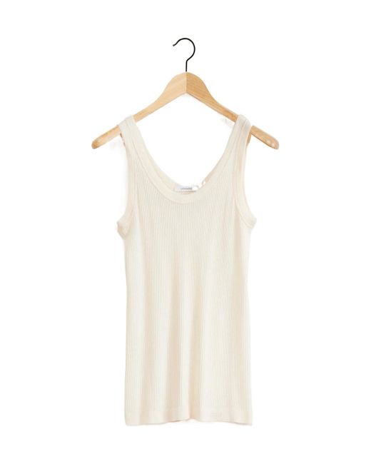 Lemaire White Ribbed Scoop Neck Tank Top