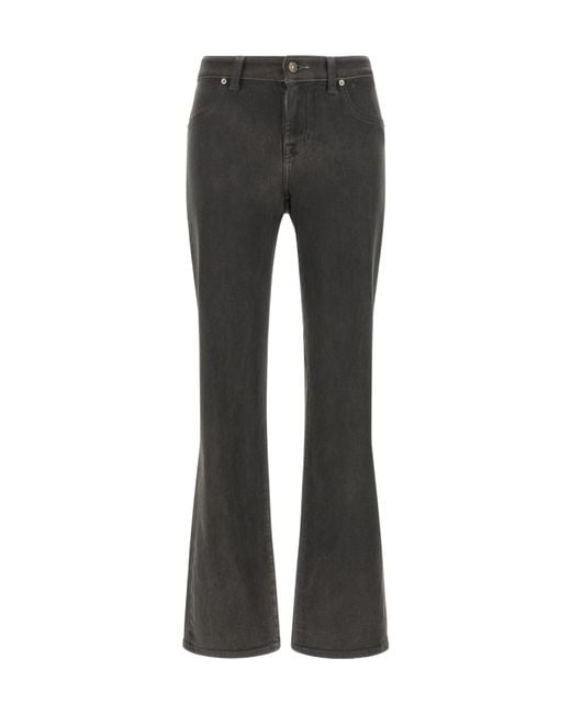 7 For All Mankind Gray Calie Logo-Patch Straight Jeans