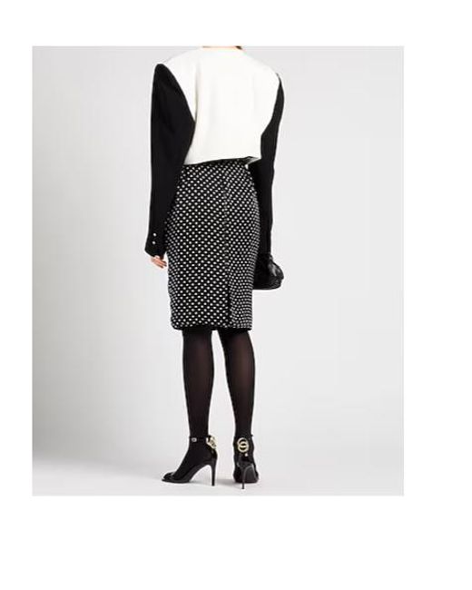 Saint Laurent Black Polka Dot Pencil Skirt