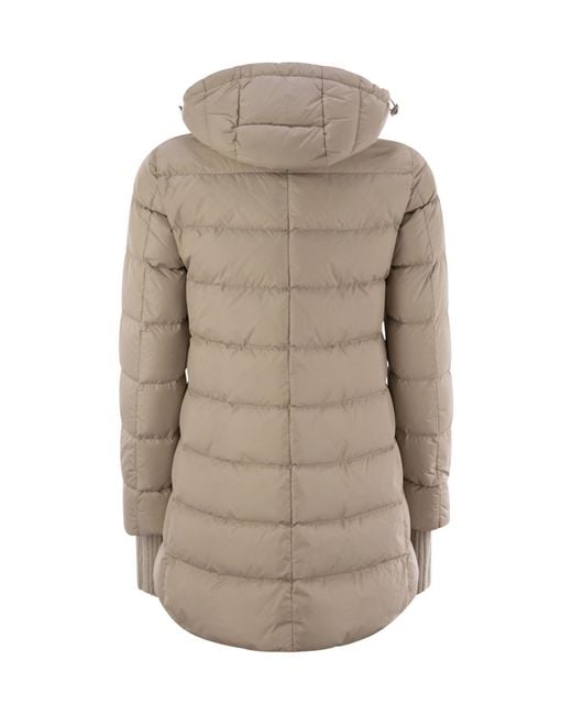 Herno Gray Zip-Up Hooded Down Jacket