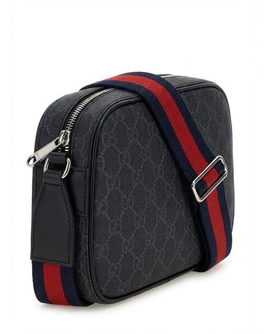 Gucci Black Gg Supreme Zipped Messenger Bag for men