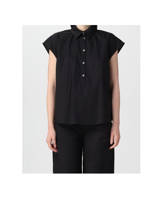 Woolrich Black Cap-Sleeved Buttoned Shirt