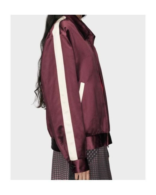 Maison Margiela Purple Contrast-Stripe Satin Jacket
