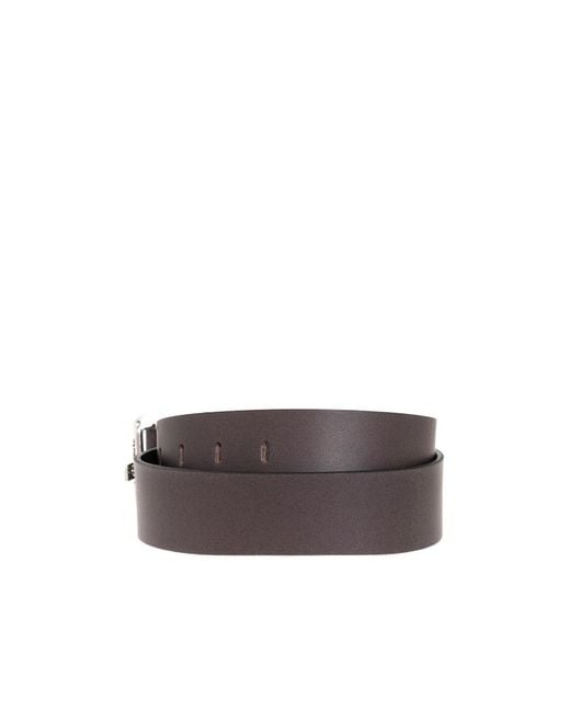 DIESEL White Logo-Buckle Buffalo Leather Belt for men