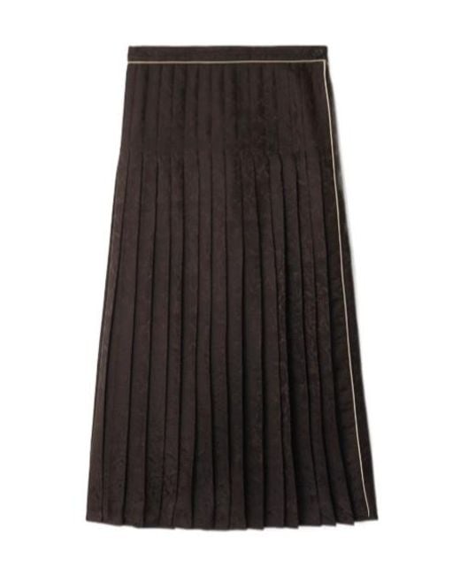 Burberry Black Sunflower Pleated Midi Skirt