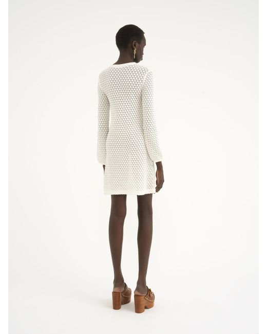 Chloé White Pointelle-Knit Mini Dress