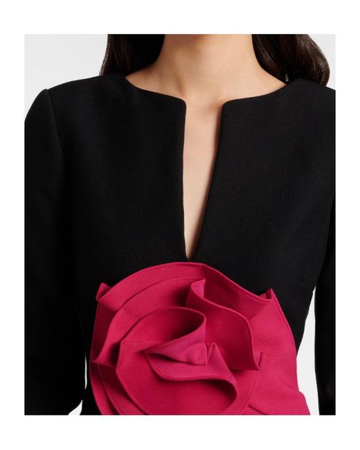 Roland Mouret Blue Floral-Appliqué Crepe Gown