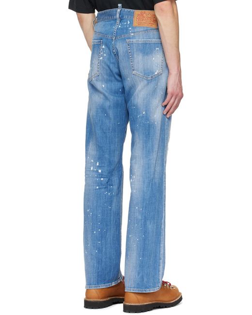 DSquared² Blue Logo-Patch Distressed Jeans for men