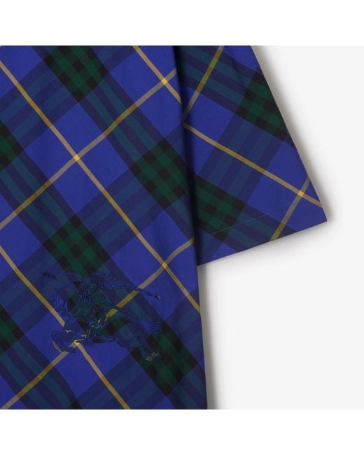 Burberry Blue Checkered Short-Sleeve Shirt for men