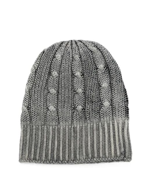Avant Toi Gray Cable-Knit Beanie Hat for men