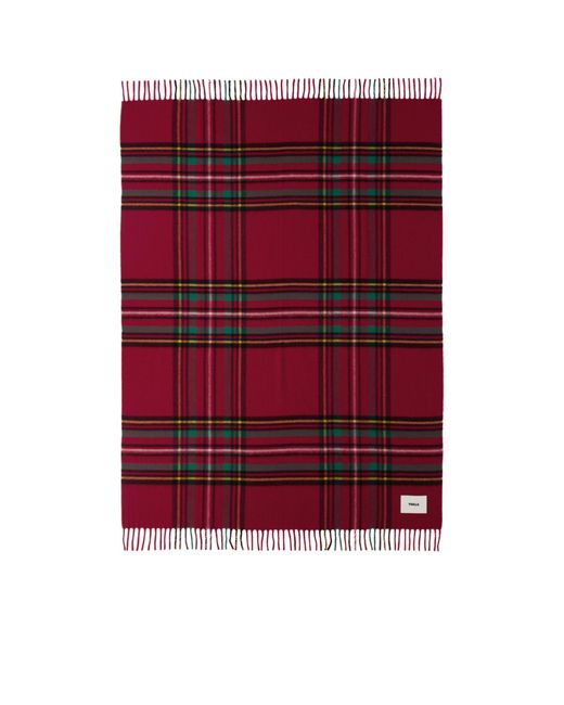 Tekla Red Rectangular Wool Flannel Blanket for men