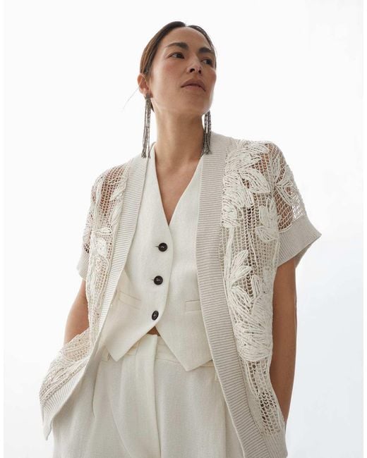 Brunello Cucinelli White V-Neck Knitted Jumper