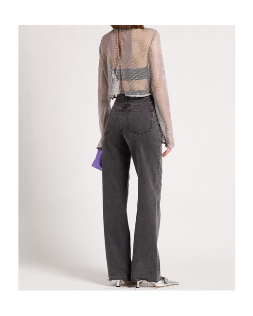 Ganni Gray Short Knit Top