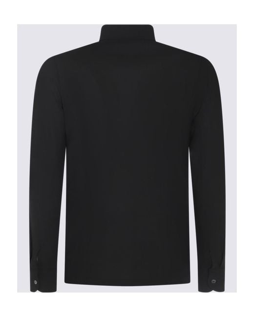 Zanone Black Long Sleeve Polo Shirt for men