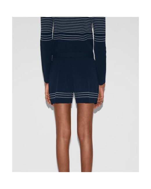 Gucci Blue Fabric Shorts With Intarsia