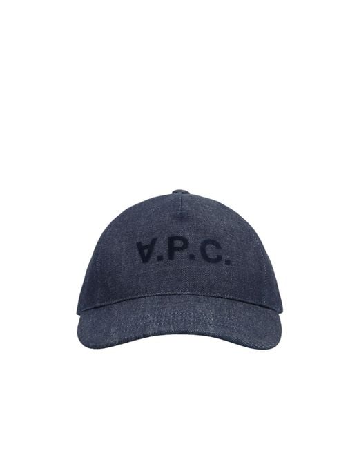A.P.C. Blue Logo-Printed Denim Baseball Cap